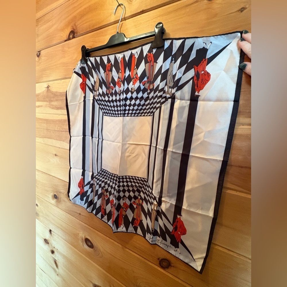 Vintage Mid Century Deco Modernist Stylish Ladies Neck Scarf Japan 1970s 3D